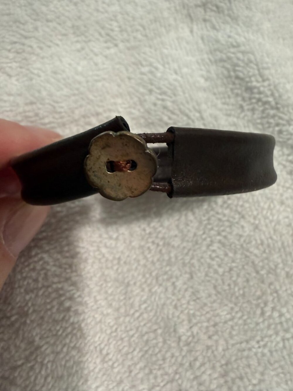 Vintage Boho Leather Bracelet Amber Tone Oval Stone Beaded Accent - Picture 3 of 4
